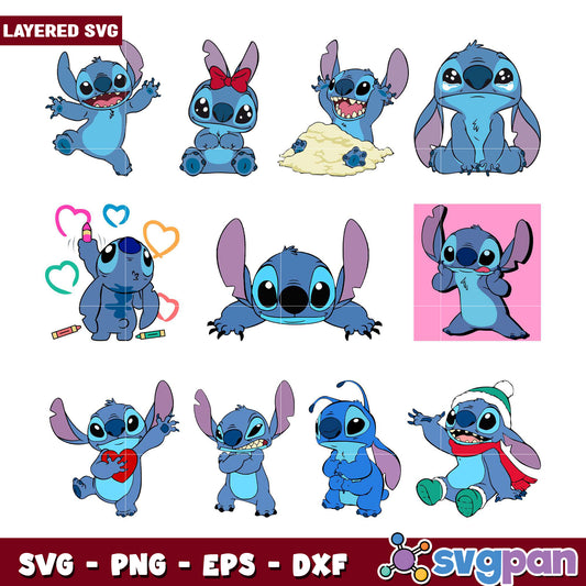 Stitch SVG Bundle Layered Cute Designs