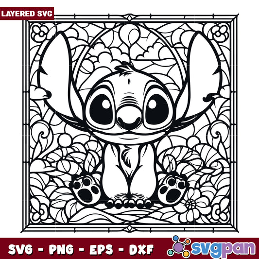 Stitch SVG Coloring Page Floral Frame
