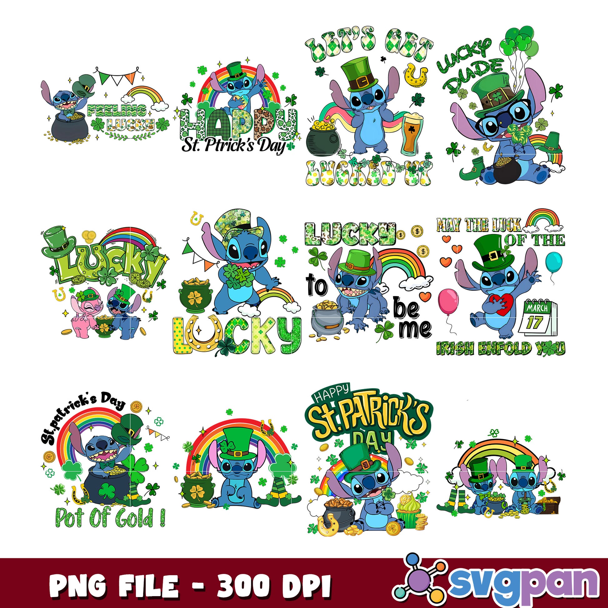 Stitch St Patricks Day Bundle PNG