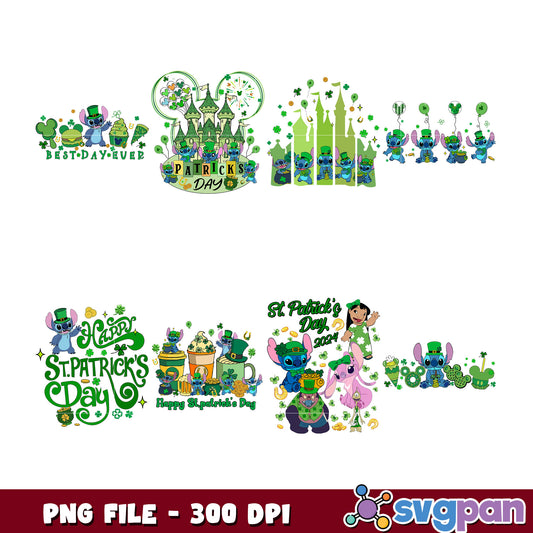Stitch St Patricks Day PNG Bundle 300 DPI