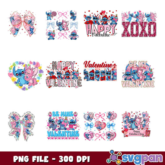 Stitch Valentine's PNG Bundle 10 Designs
