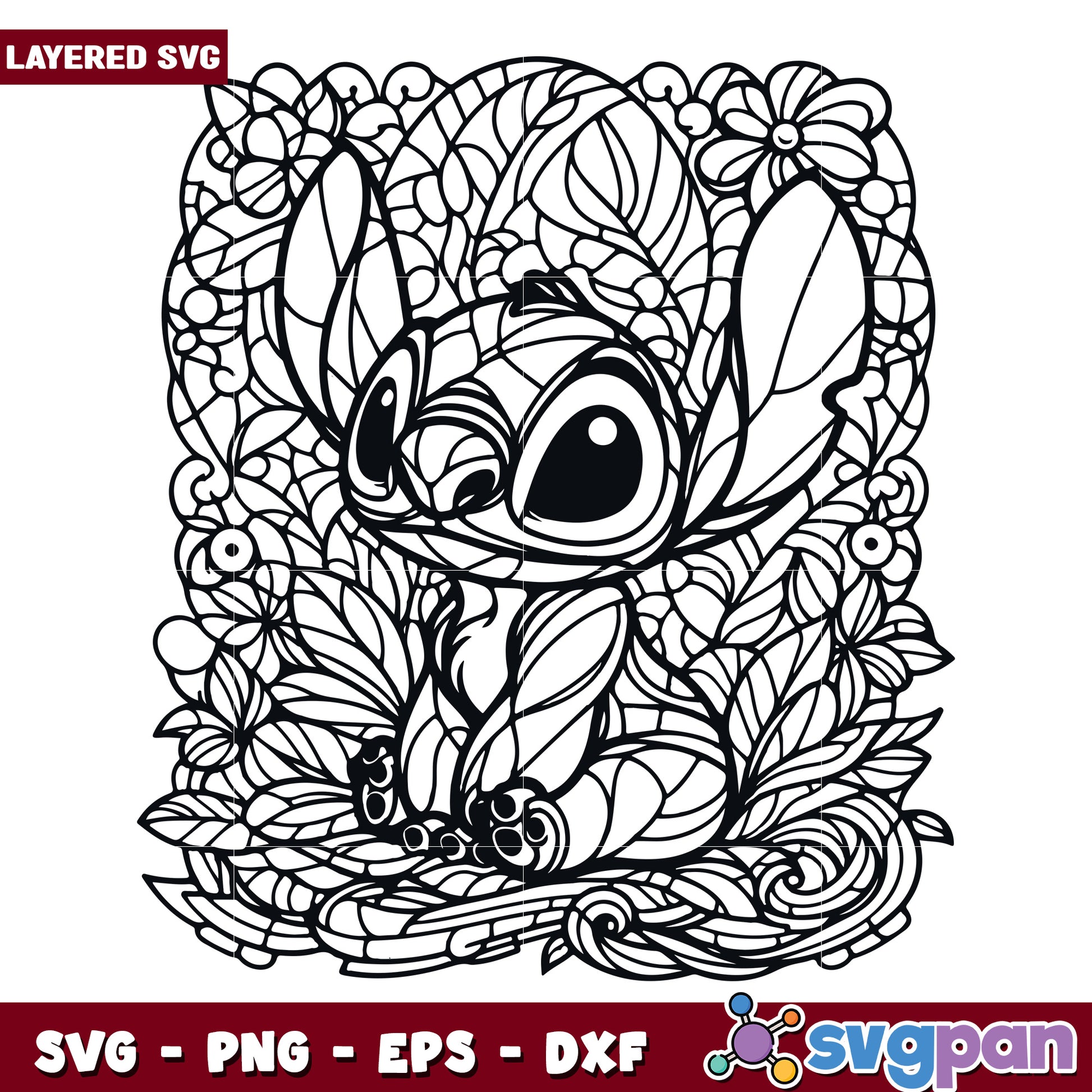 Stitch Zentangle Coloring Page SVG