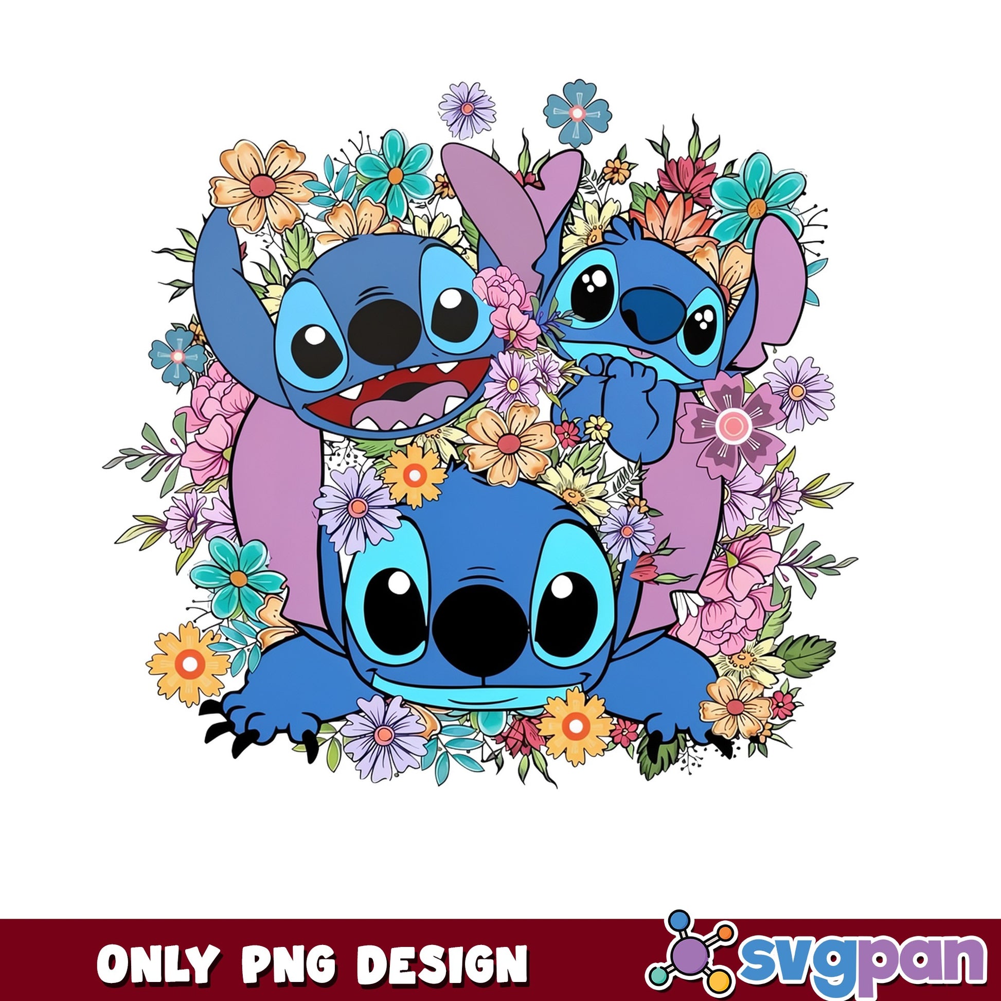 Stitch And Angel Floral PNG, Lilo And Stitch PNG, Disney PNG