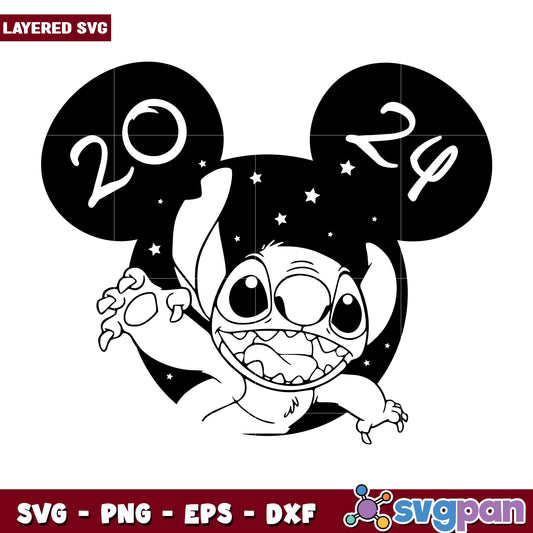 Stitch Disneyland Ears 2024 svg, Disney characters svg, Digital Download 