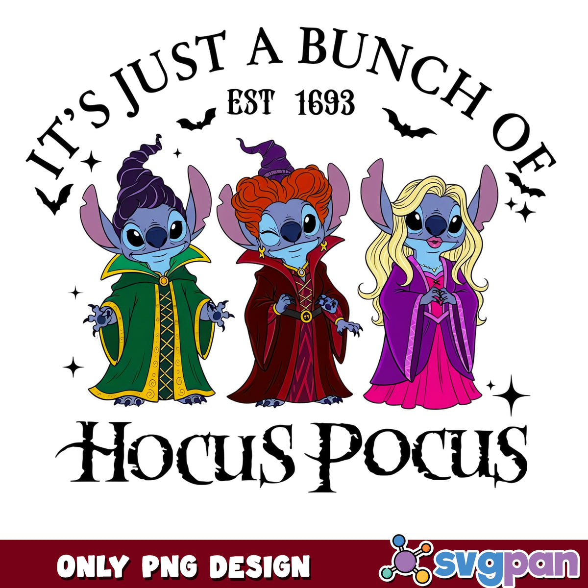 Stitch Hocus Pocus Halloween PNG, It's Just A Bunch, Disney PNG