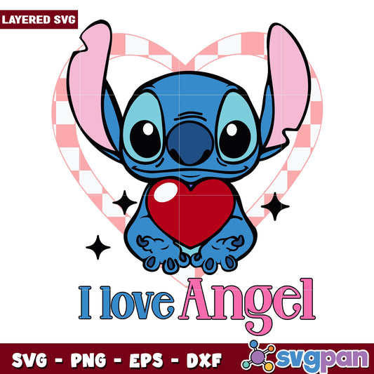 Stitch I love Angel svg, Disney characters svg, Digital Download 