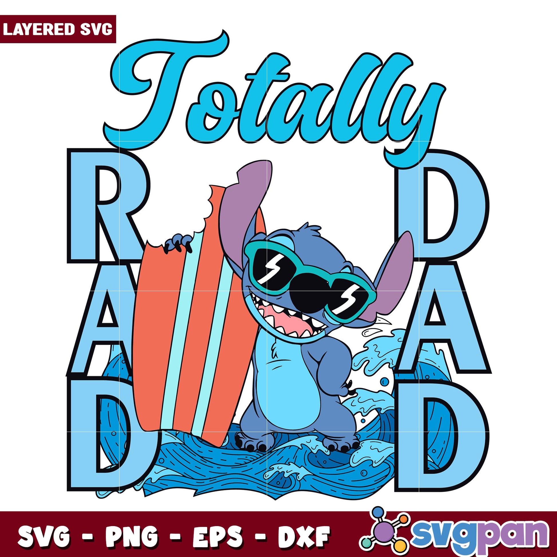 Stitch Totally Rad Dad svg, Disney characters svg, Digital Download 