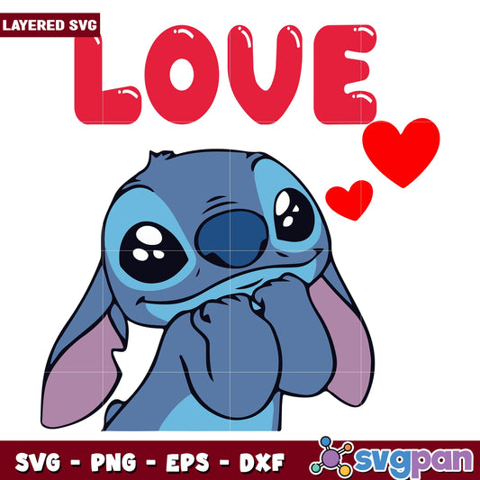 Stitch heart Sticker love svg, Disney characters svg, Digital Download 