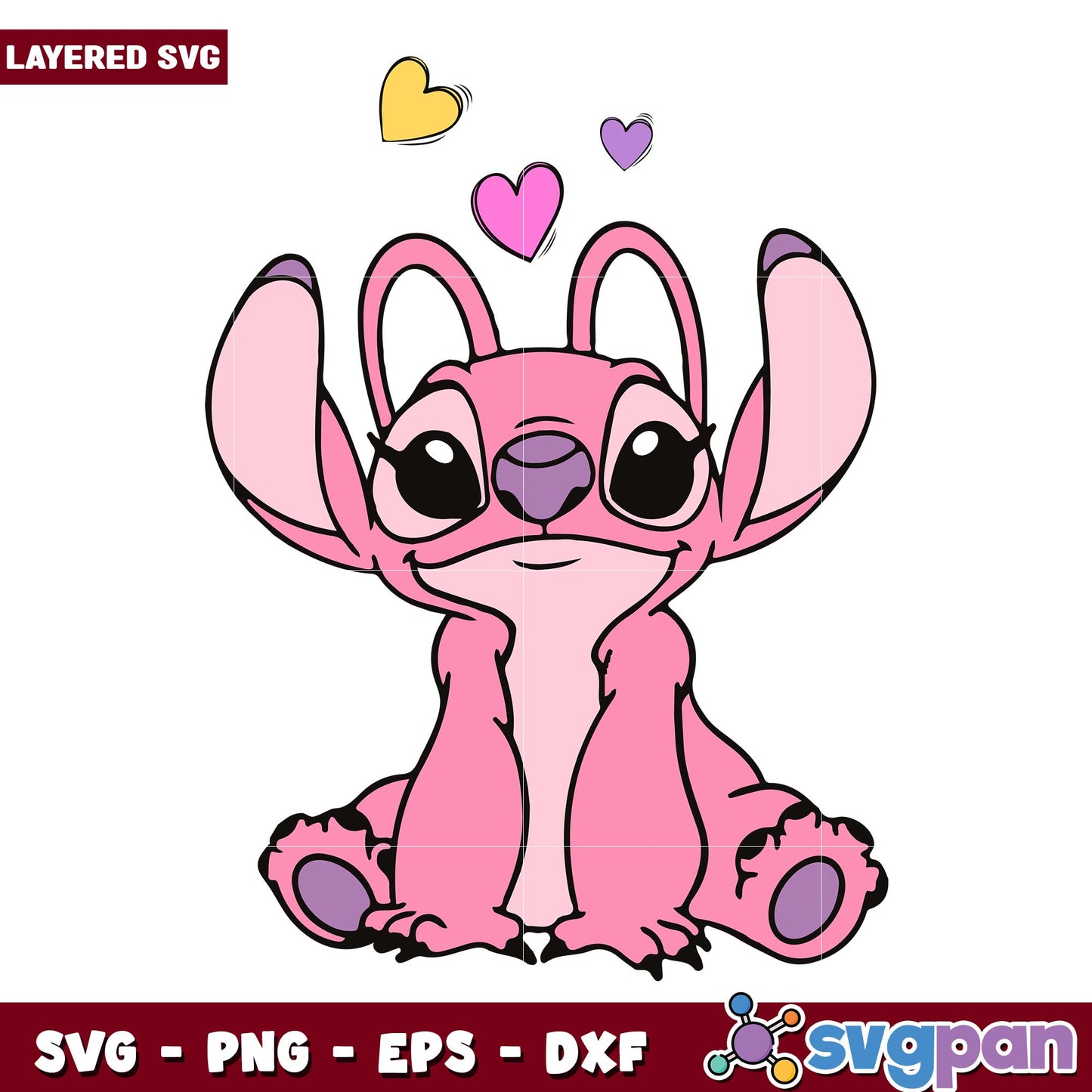 Stitch pink valentine svg, Disney characters svg, Digital Download 