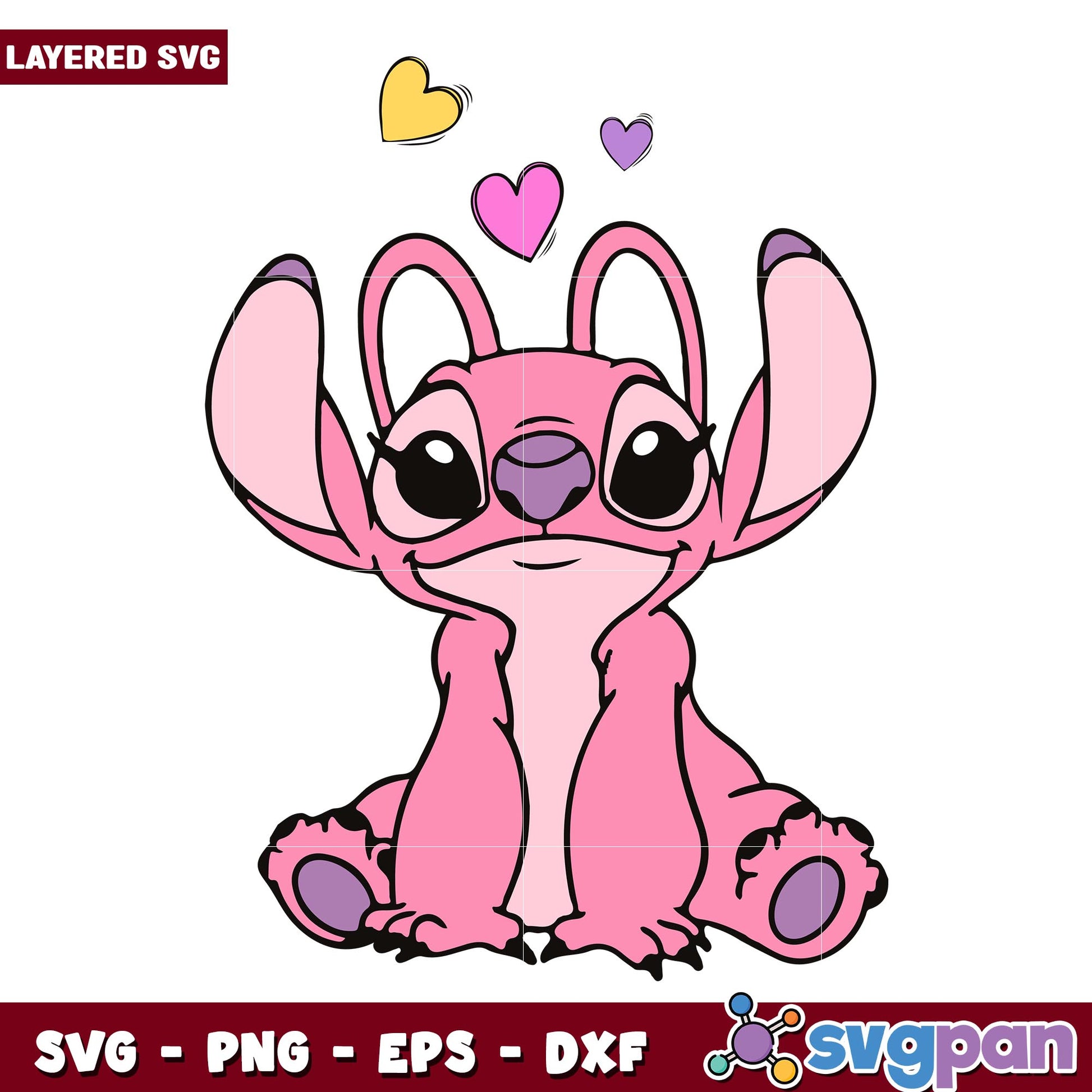 Stitch pink valentine svg, Disney characters svg, Digital Download 