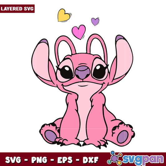 Stitch pink valentine svg, Disney characters svg, Digital Download 