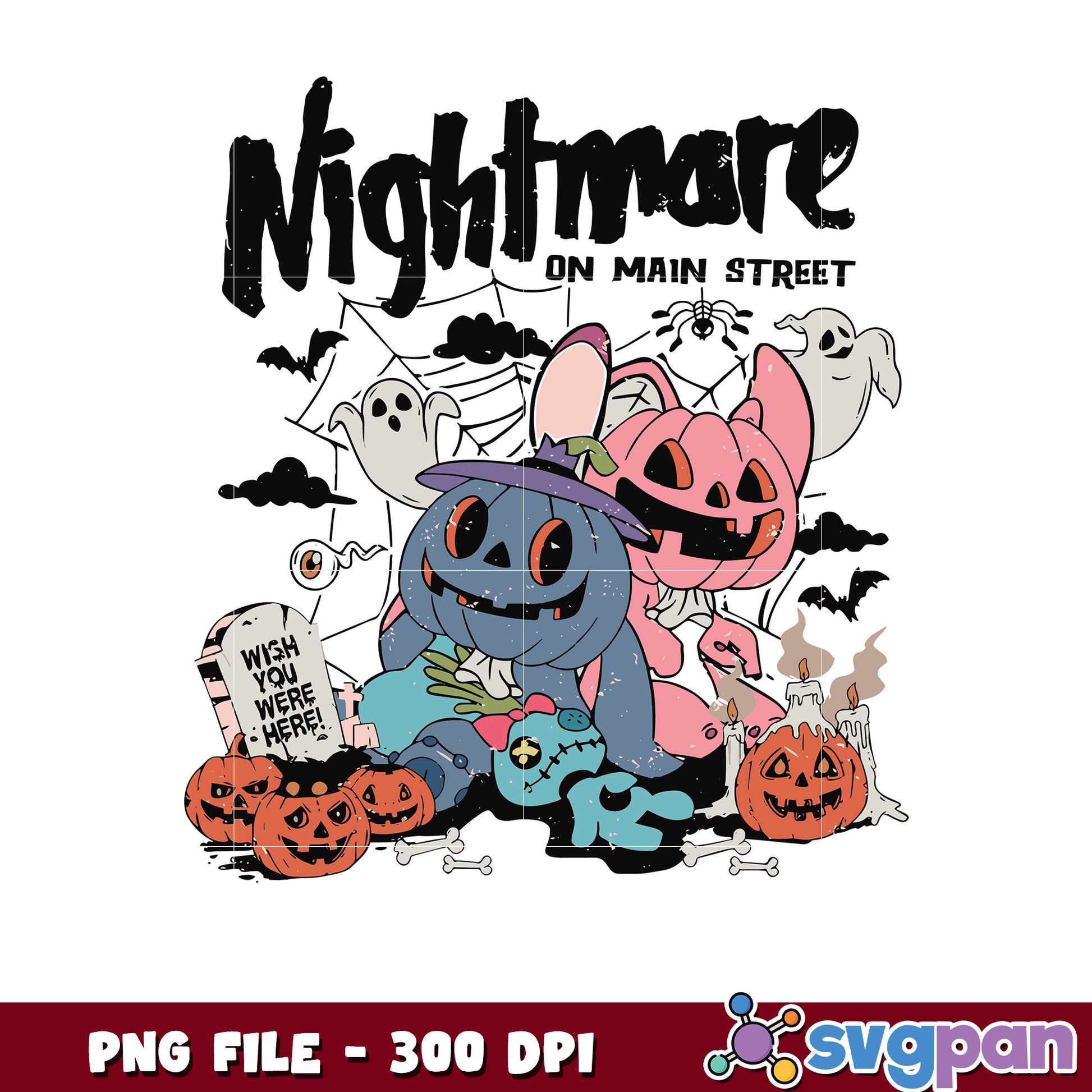 Stitch and angel hallloween pumkin png, halloween season png, scary monster​ png