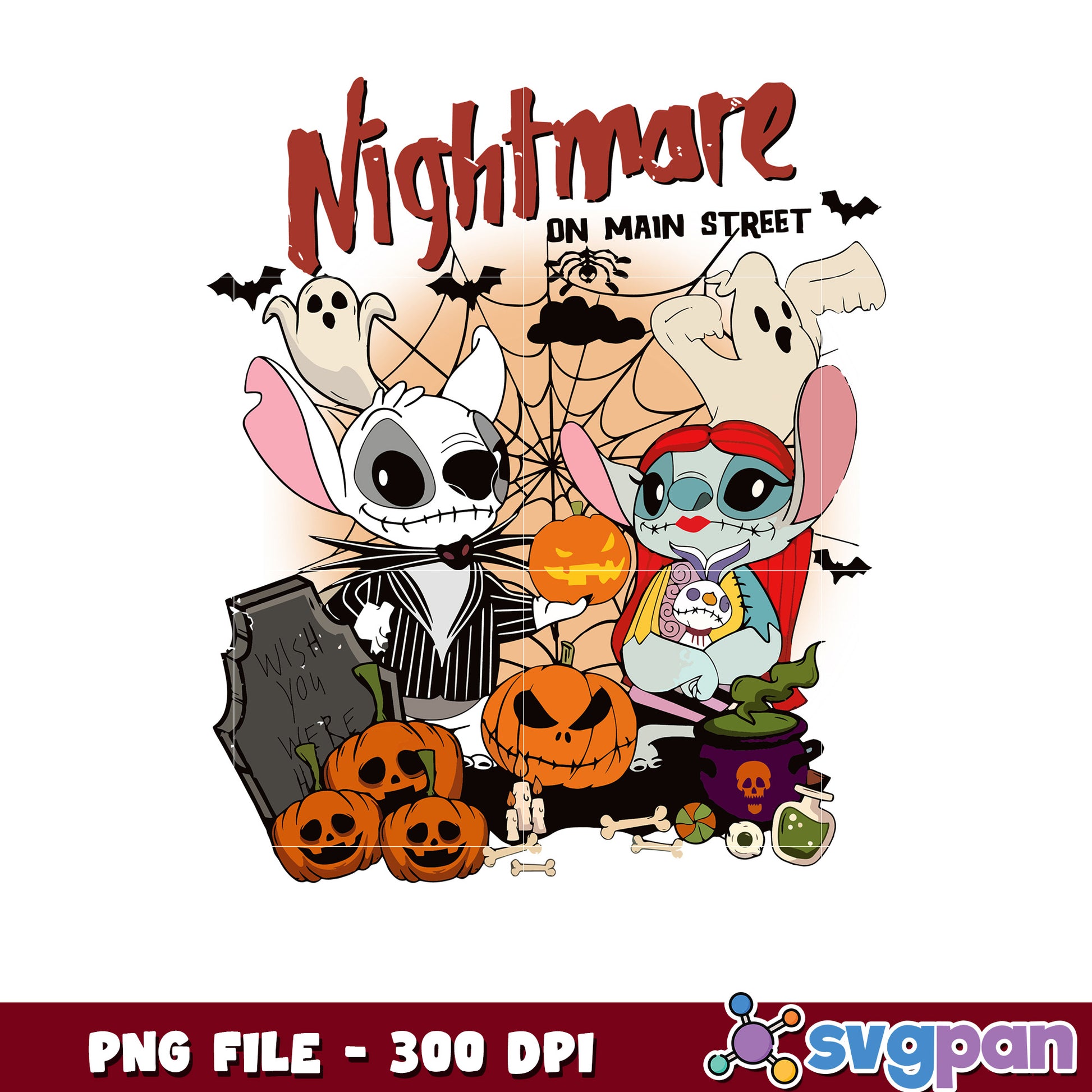 Stitch and angel halloween png, halloween season png, scary monster​ png