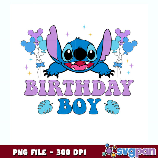 Stitch birthday boy png, lilo and stitch png, disney birthday png