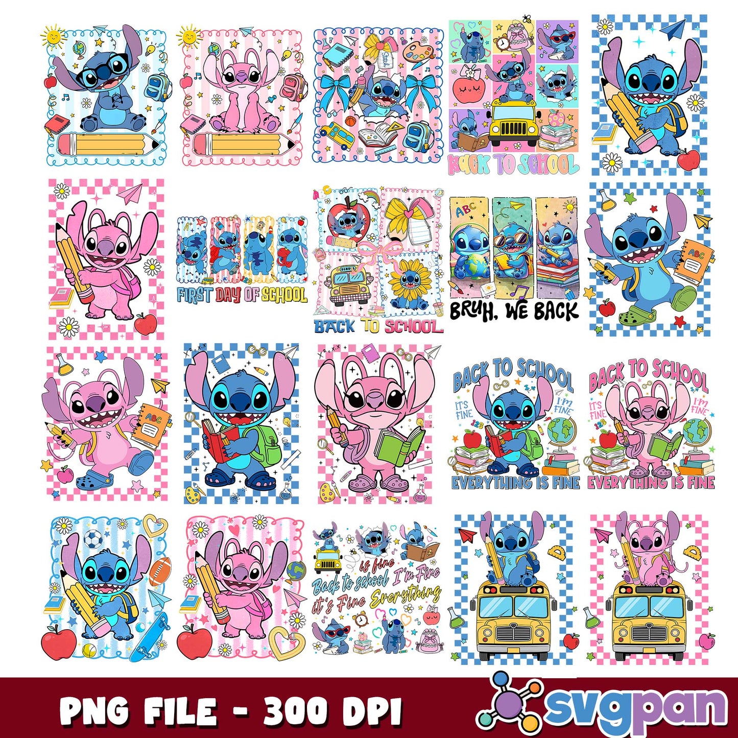 Stitch bruh we back png bundle