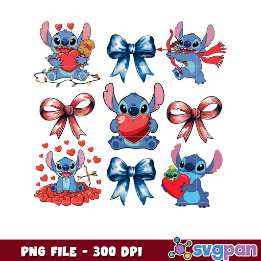 Stitch cartoon images for Valentine's Day gifts, colorful designs