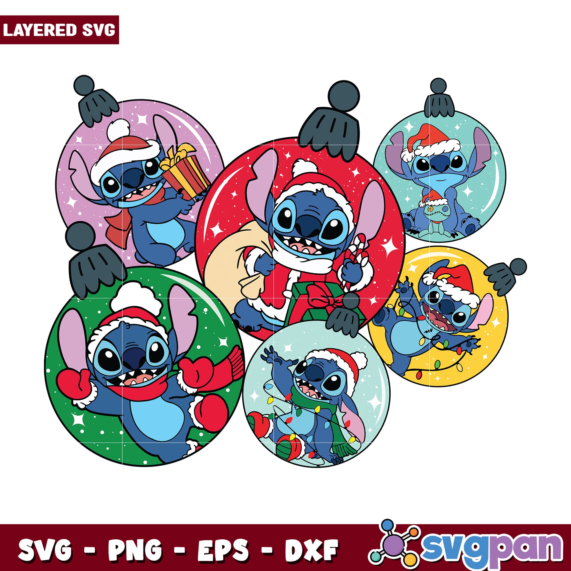 Stitch christmas bell svg, disney world svg, christmas design svg