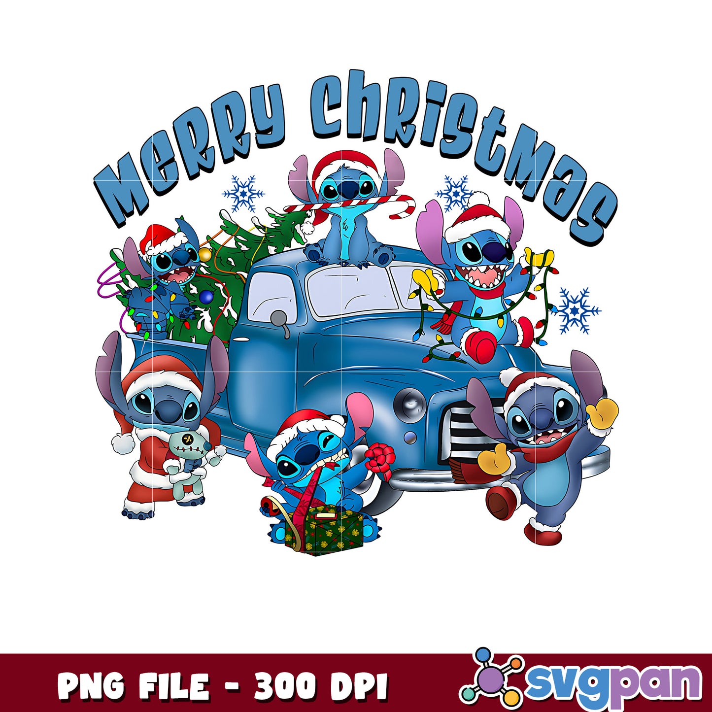 Stitch christmas blue car png, disney characters png, cute stitch png