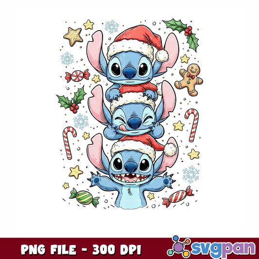 Stitch christmas png, christmas png, stitch funny png