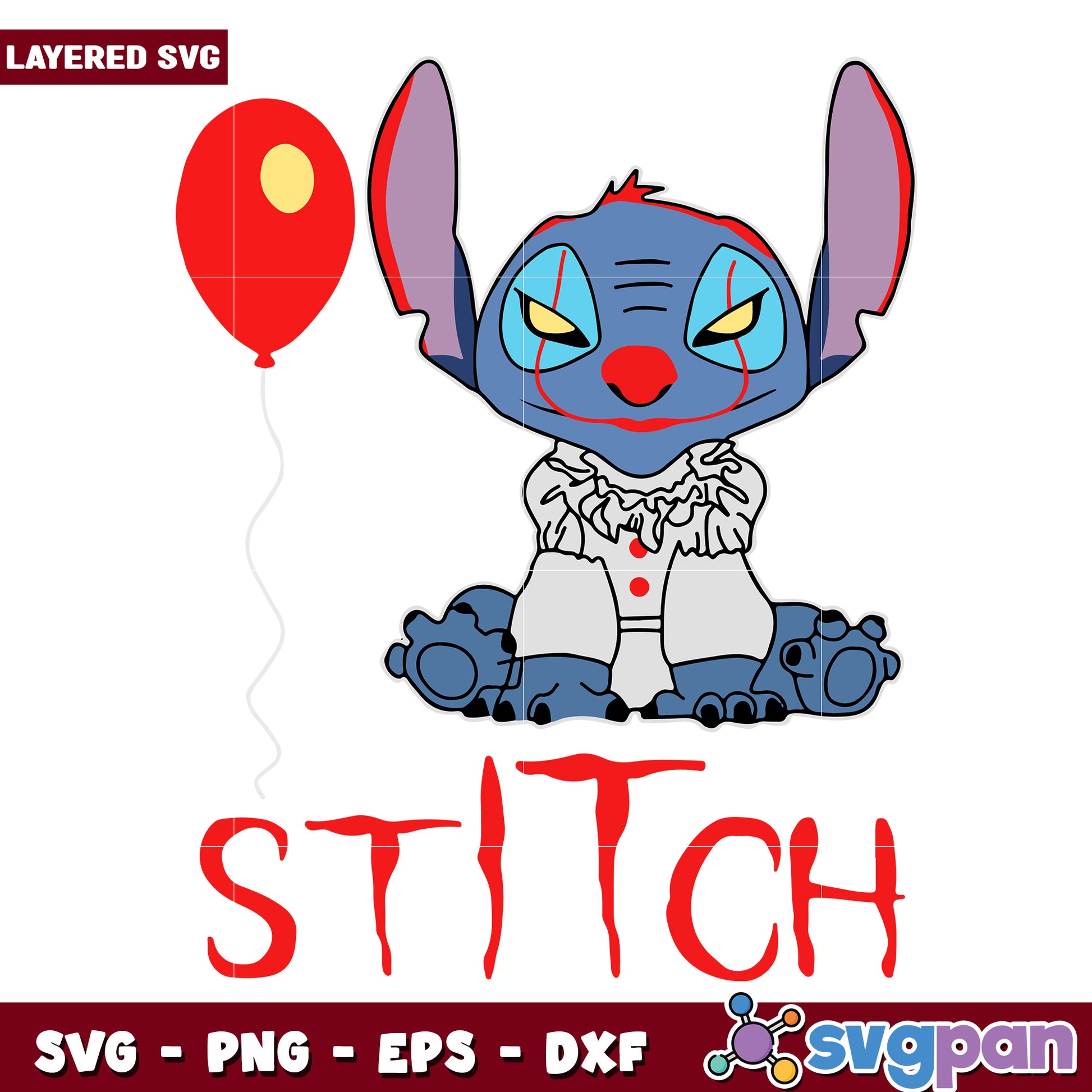 Stitch cosplay pennywise svg, scary halloween svg, spooky vibes svg
