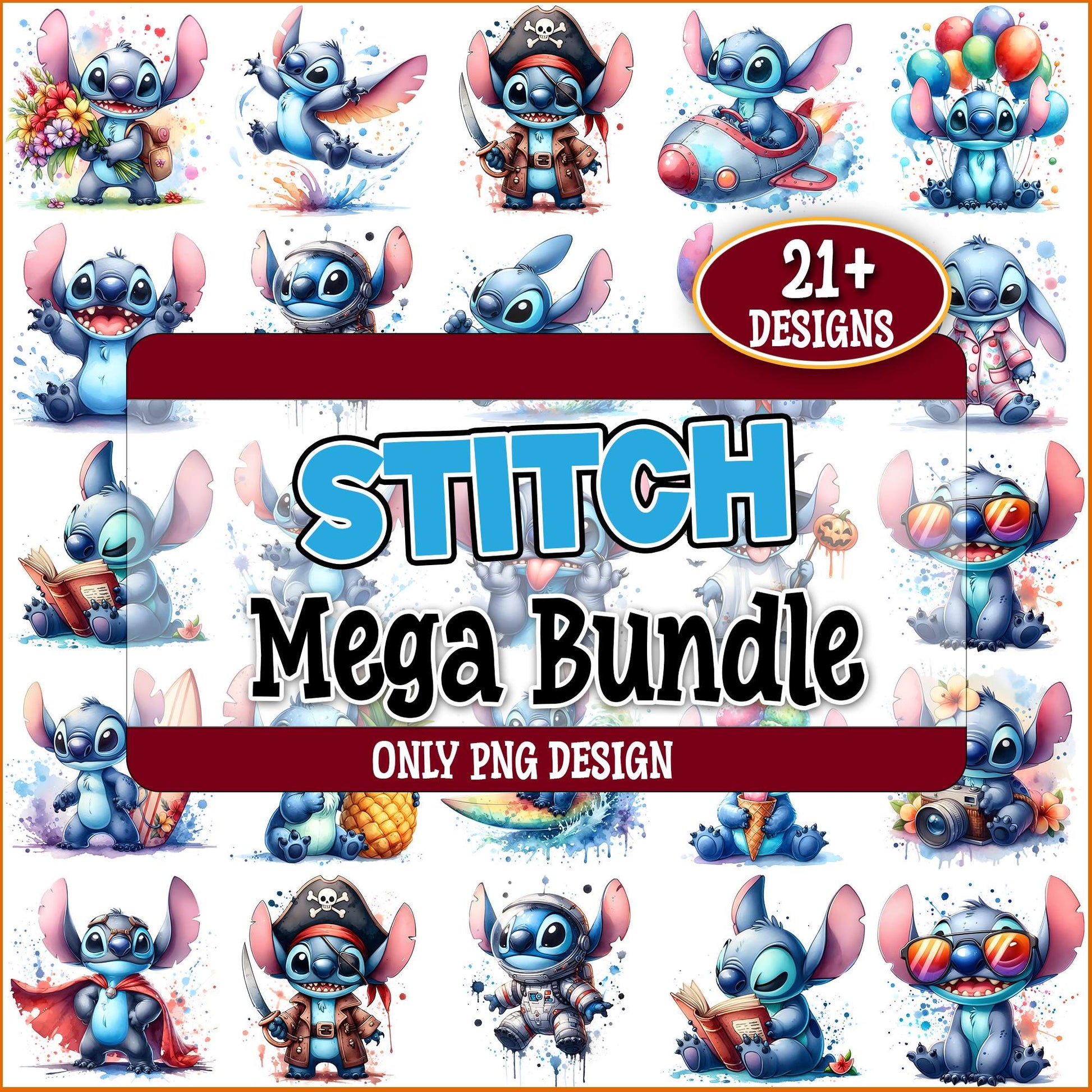 Stitch design set png bundle