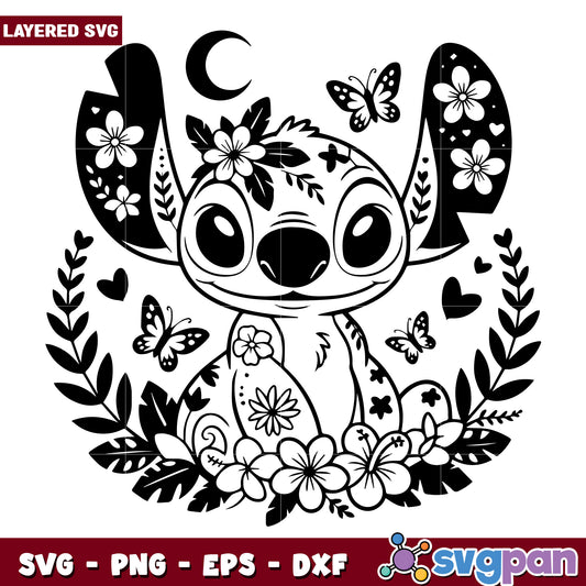 Stitch floral svg