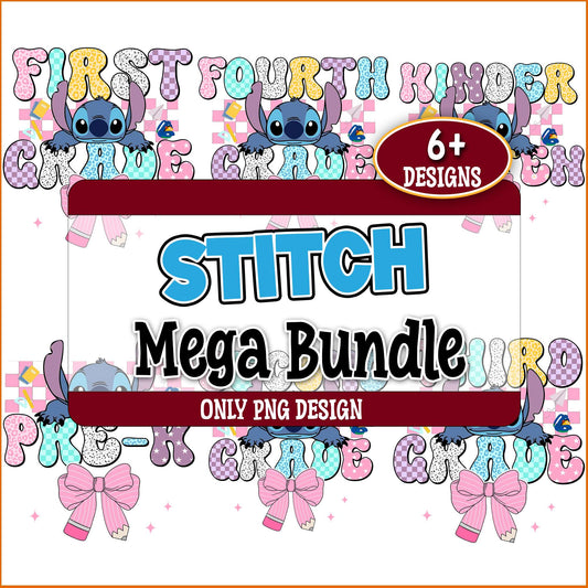 Stitch go to school png bundle