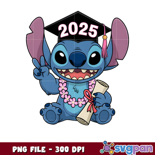 Stitch graduation design png, stitch memes funny​  png, class of 2025 png