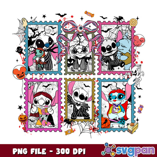 Stitch hallloween killers costume png, halloween candy png, trick or treat png