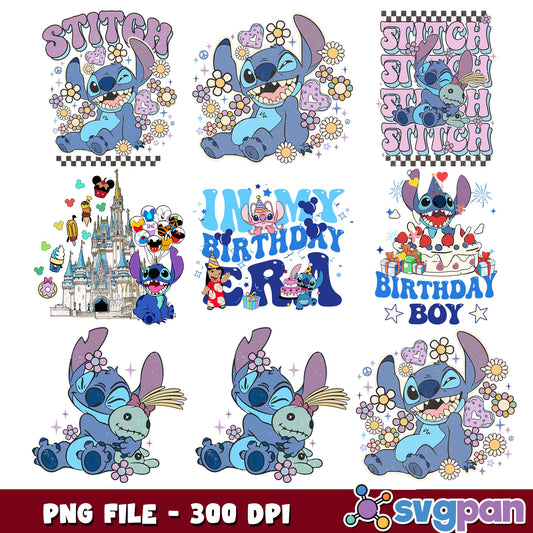 Stitch in my birthday era png bundle