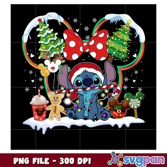 Stitch insie mickey chirstmas logo png, christmas​ png, christmas stories​ png
