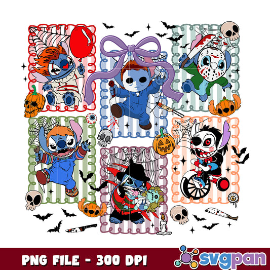 Stitch killers costumes design png, halloween ghost  png, spooky season png