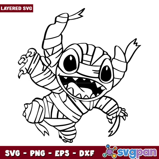 Stitch mummy horro halloween svg, scary halloween svg, spooky vibes svg
