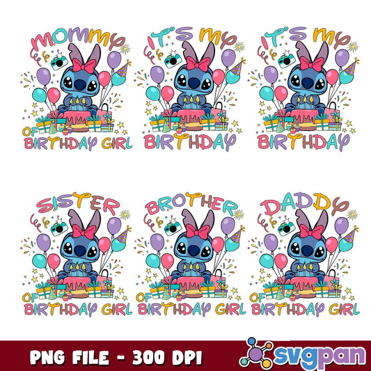 Stitch name birthday girl png bundle