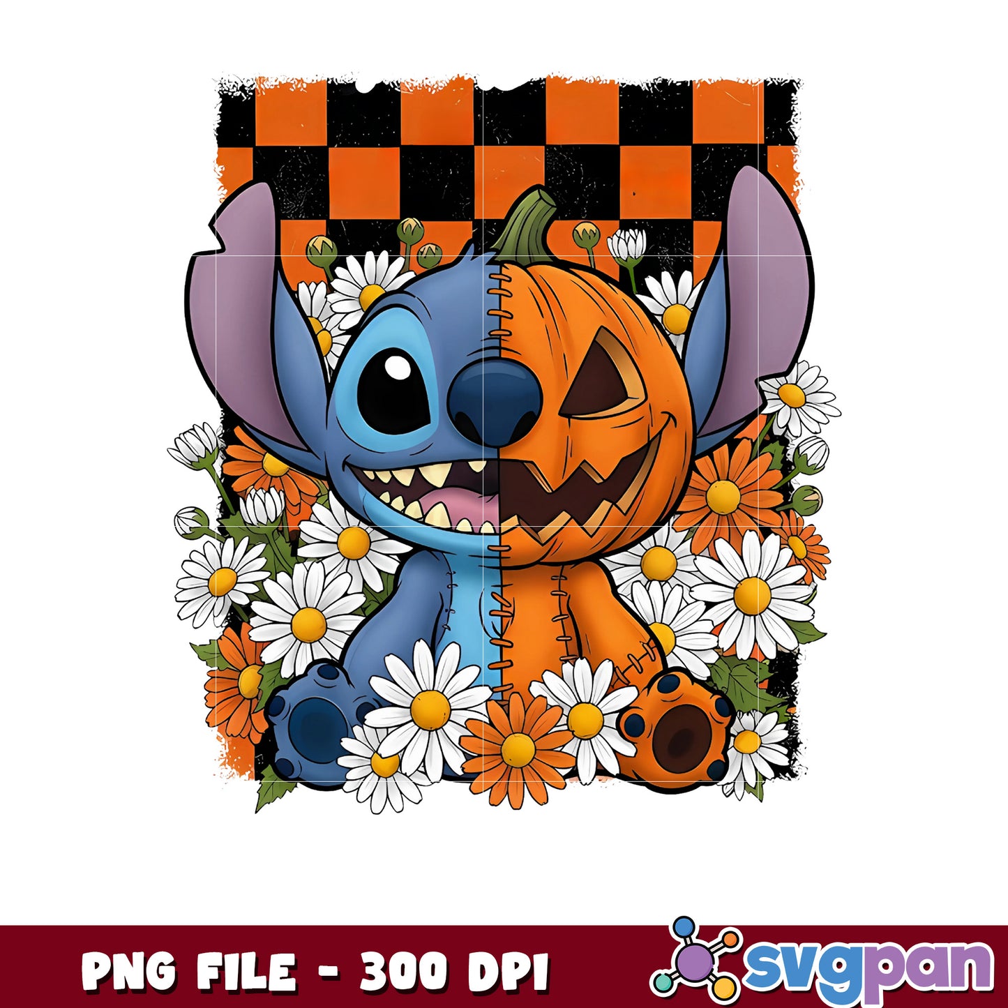 Stitch pumpkin png, spooky autumn png, fall season png