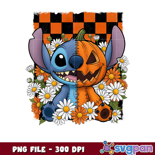 Stitch pumpkin png, spooky autumn png, fall season png
