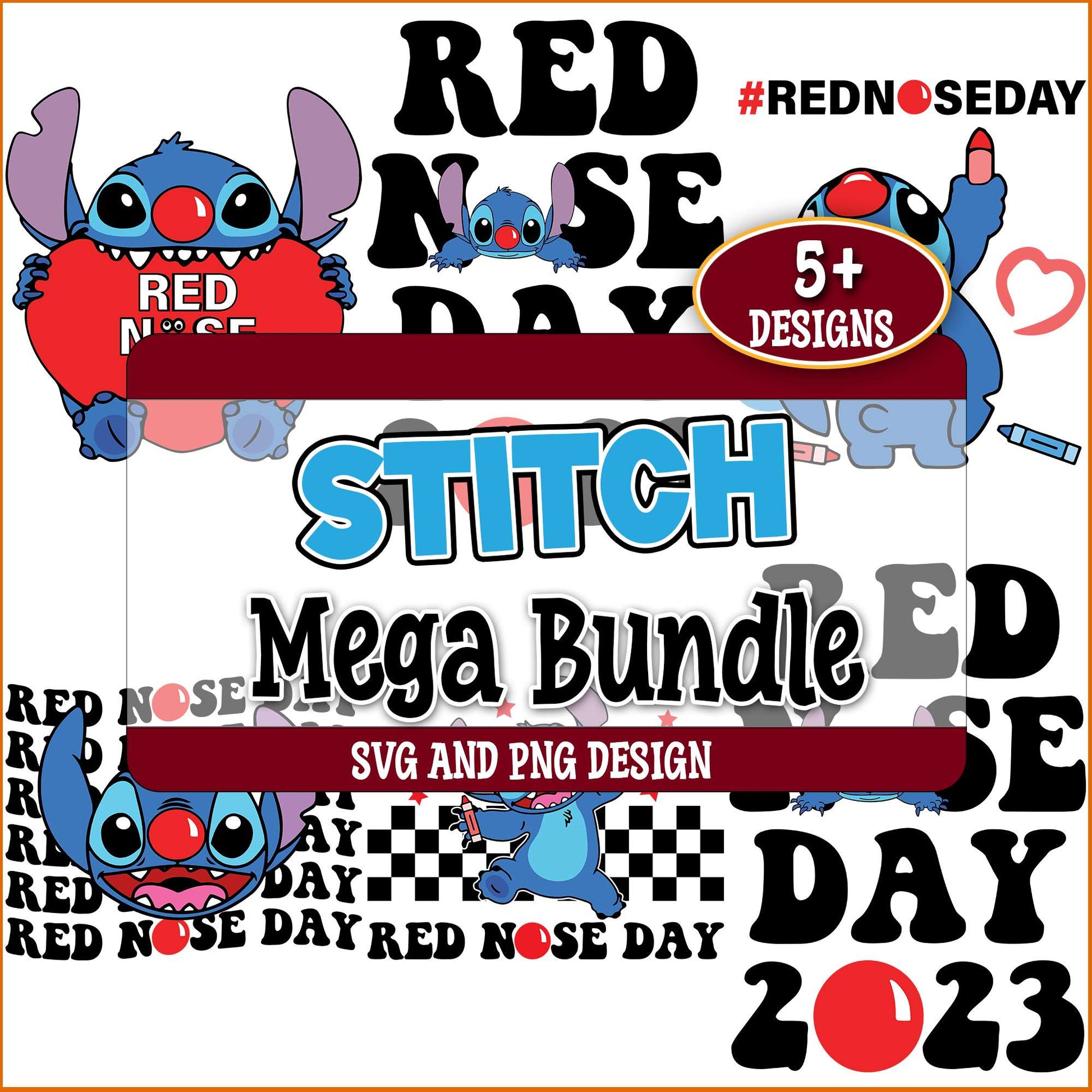 Stitch red nose day svg bundle