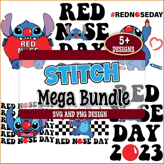 Stitch red nose day svg bundle
