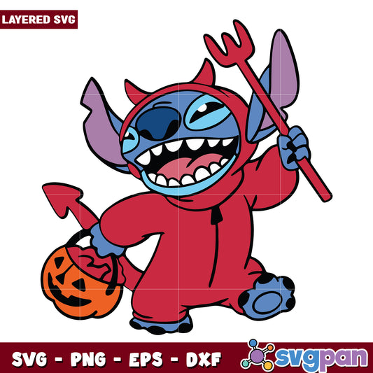 Stitch satan halloween svg, funny halloween svg, spooky characters svg