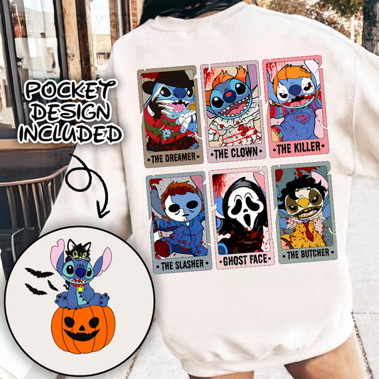 Stitch scary characters costume png, happy halloween png, halloween goose png