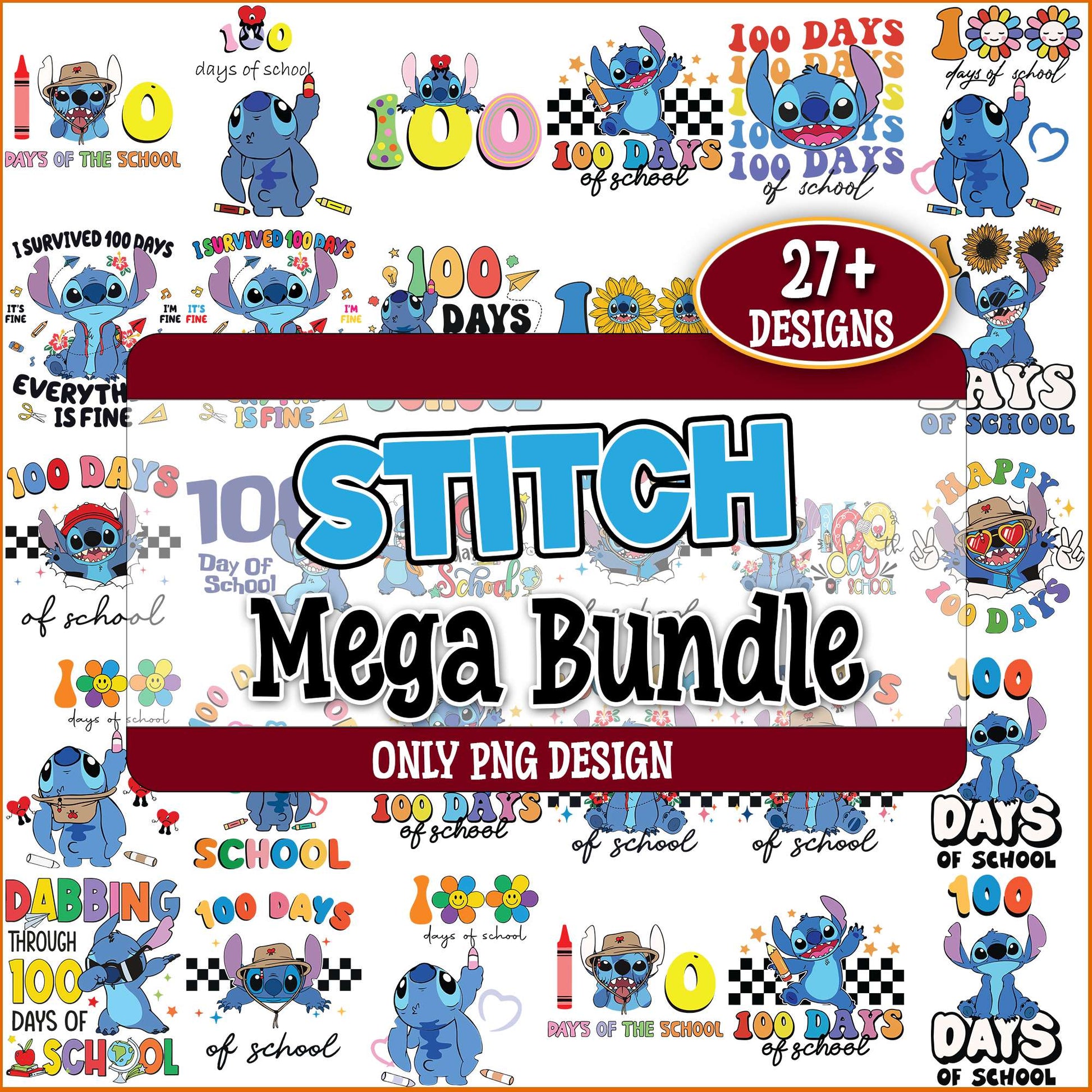 Stitch school art png bundle