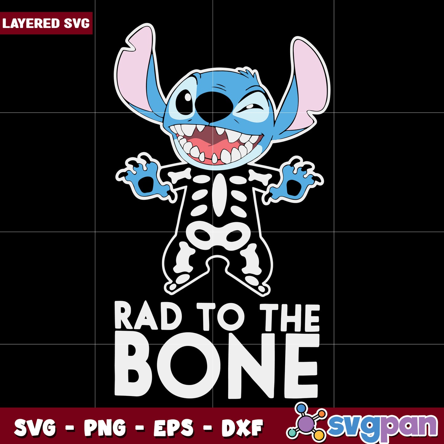 Stitch skeleton svg, halloween svg, horror funny characters svg