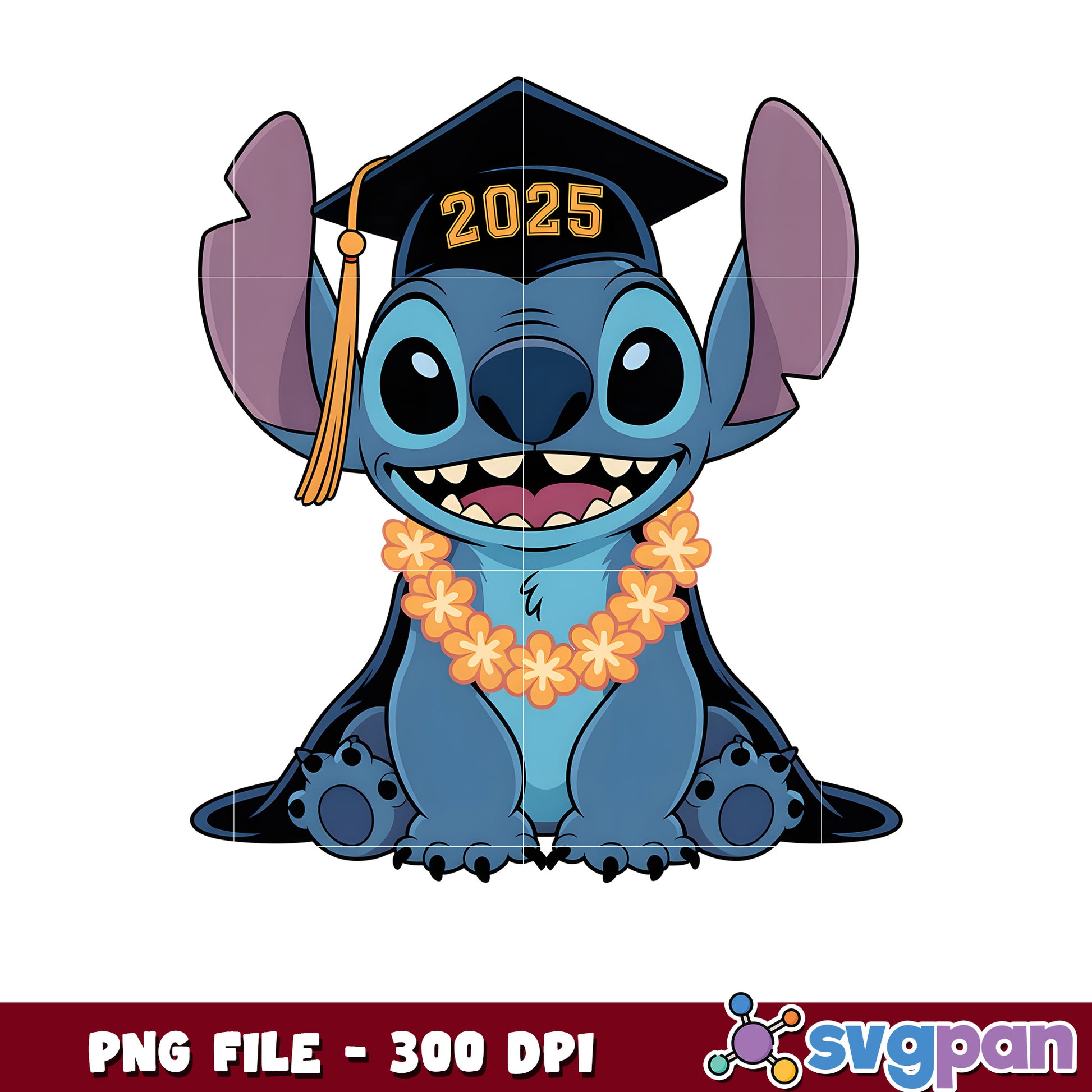 Stitch smiling graduation png, lilo and stitch png, class of 2025 png