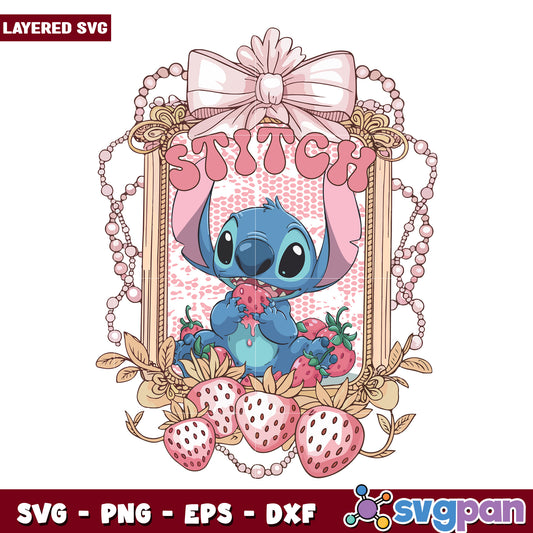 Stitch stawberry cute png, lilo and stitch  png, disney pixar png