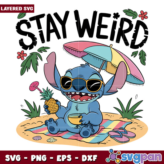 Stitch stay wierd png, summer time png, disneyland holiday png