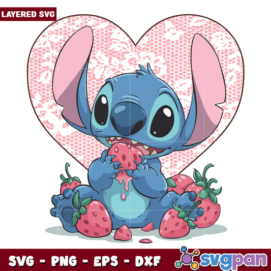 Stitch strawberry png, lilo and stitch  png, disney pixar png