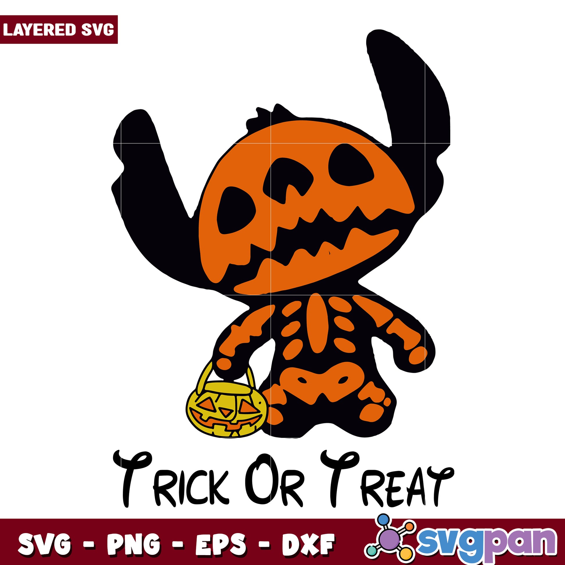 Stitch trick or treat halloween svg, scary halloween svg, spooky vibes svg