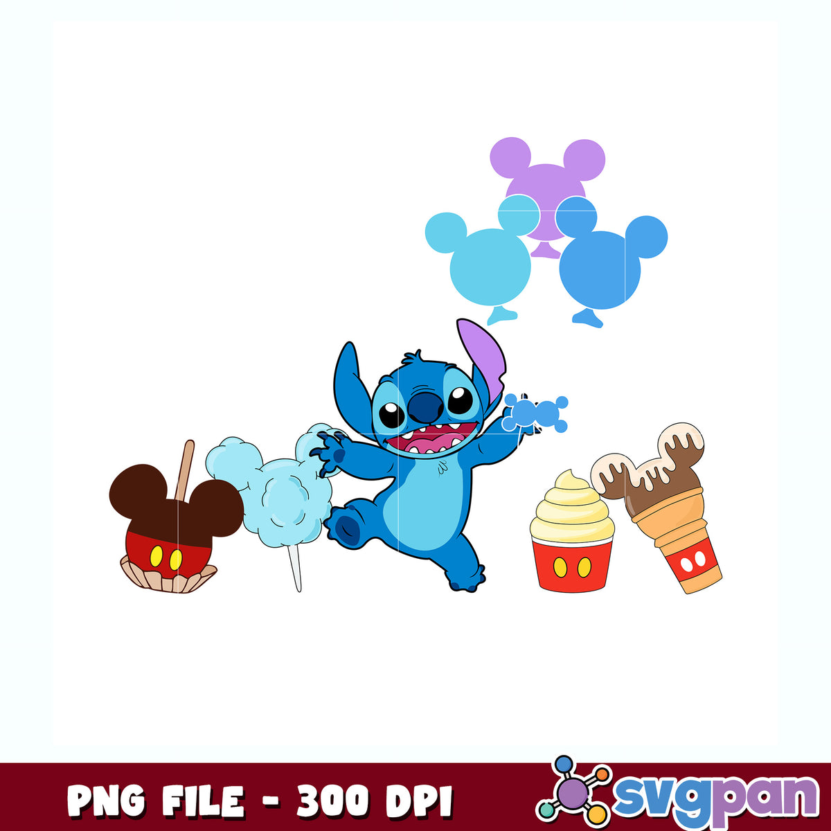 Stitch with ice cream and candy png, lilo and stitch png, cute png