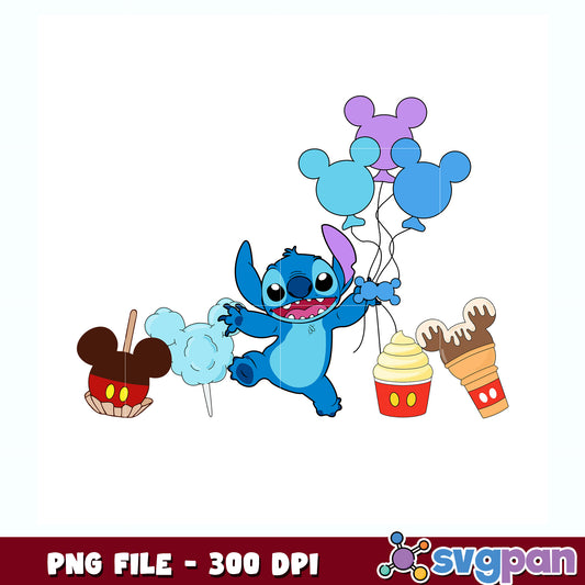 Stitch with ice cream and candy png, lilo and stitch png, disney png