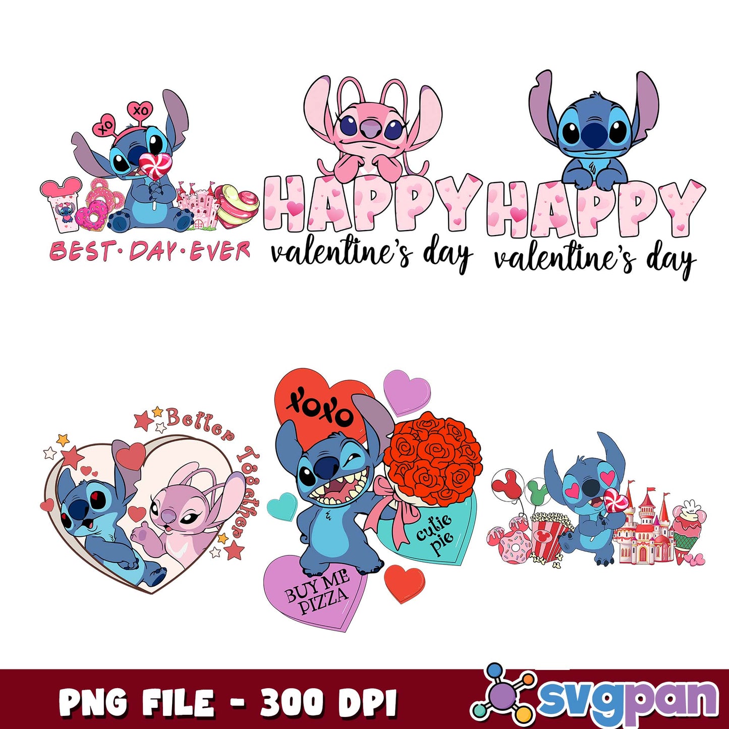 Stitch xoxo valentine png bundle